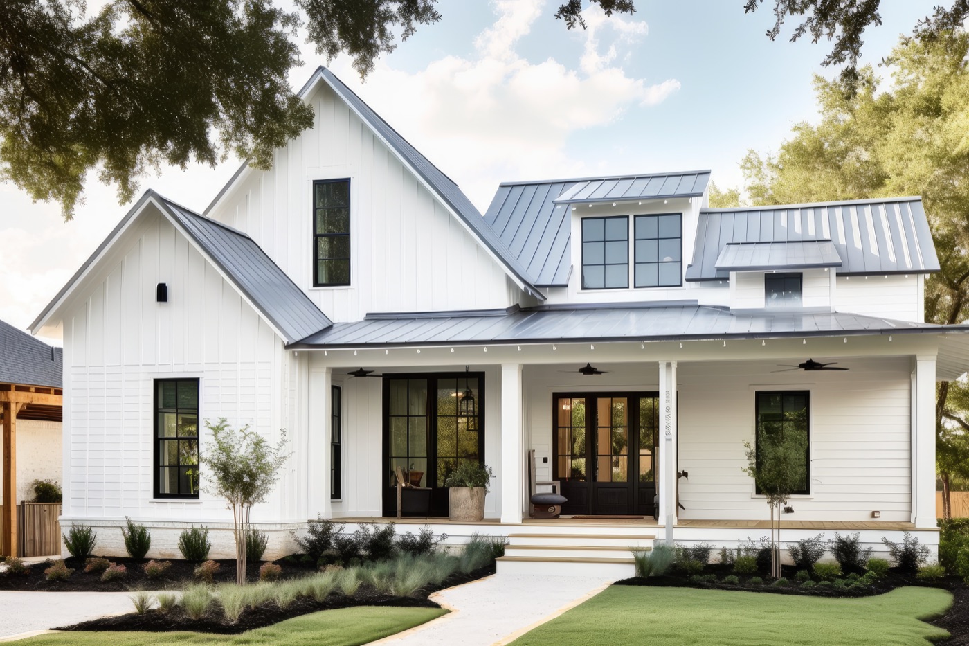 Freshly painted white home exterior