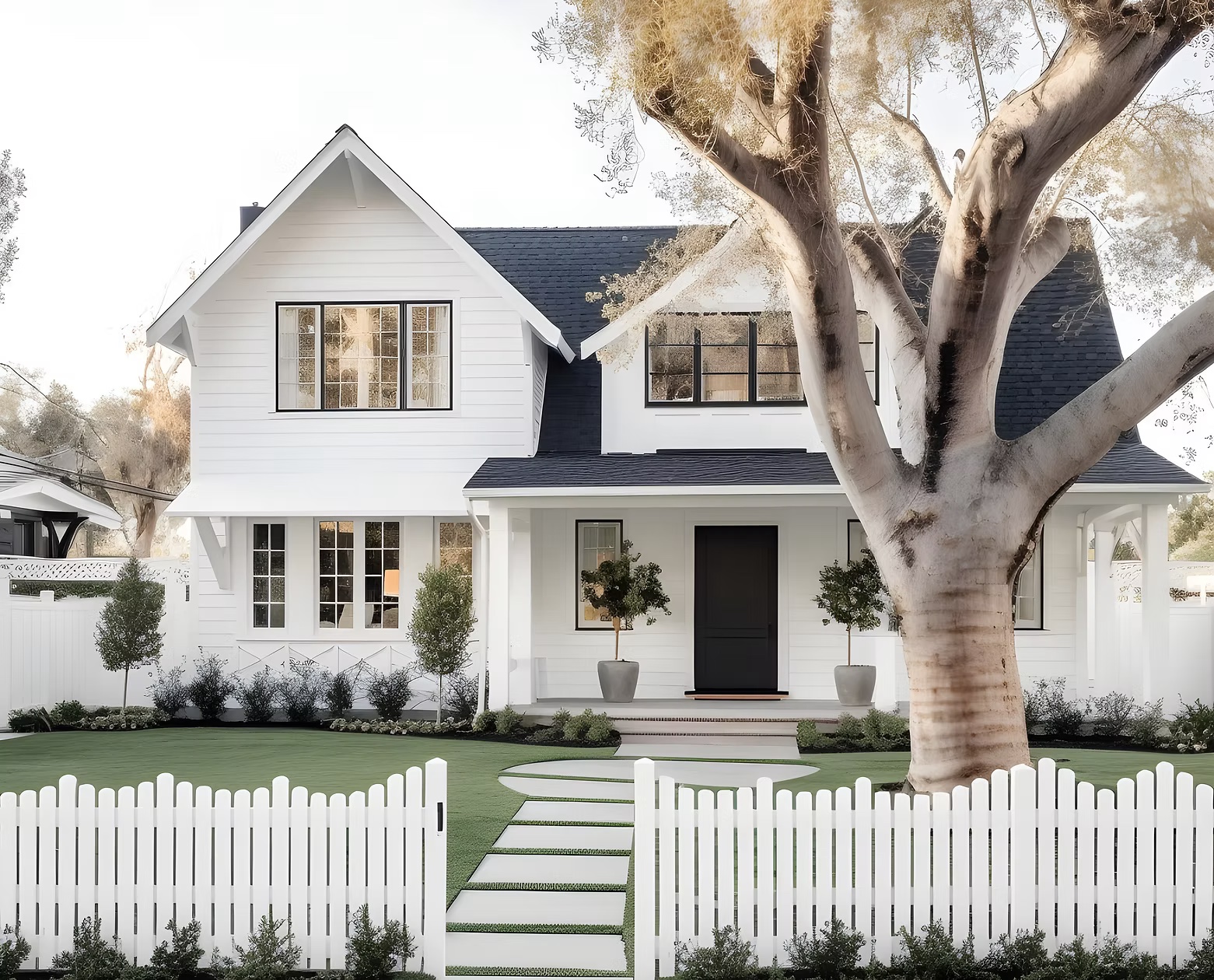 Freshly painted white family home